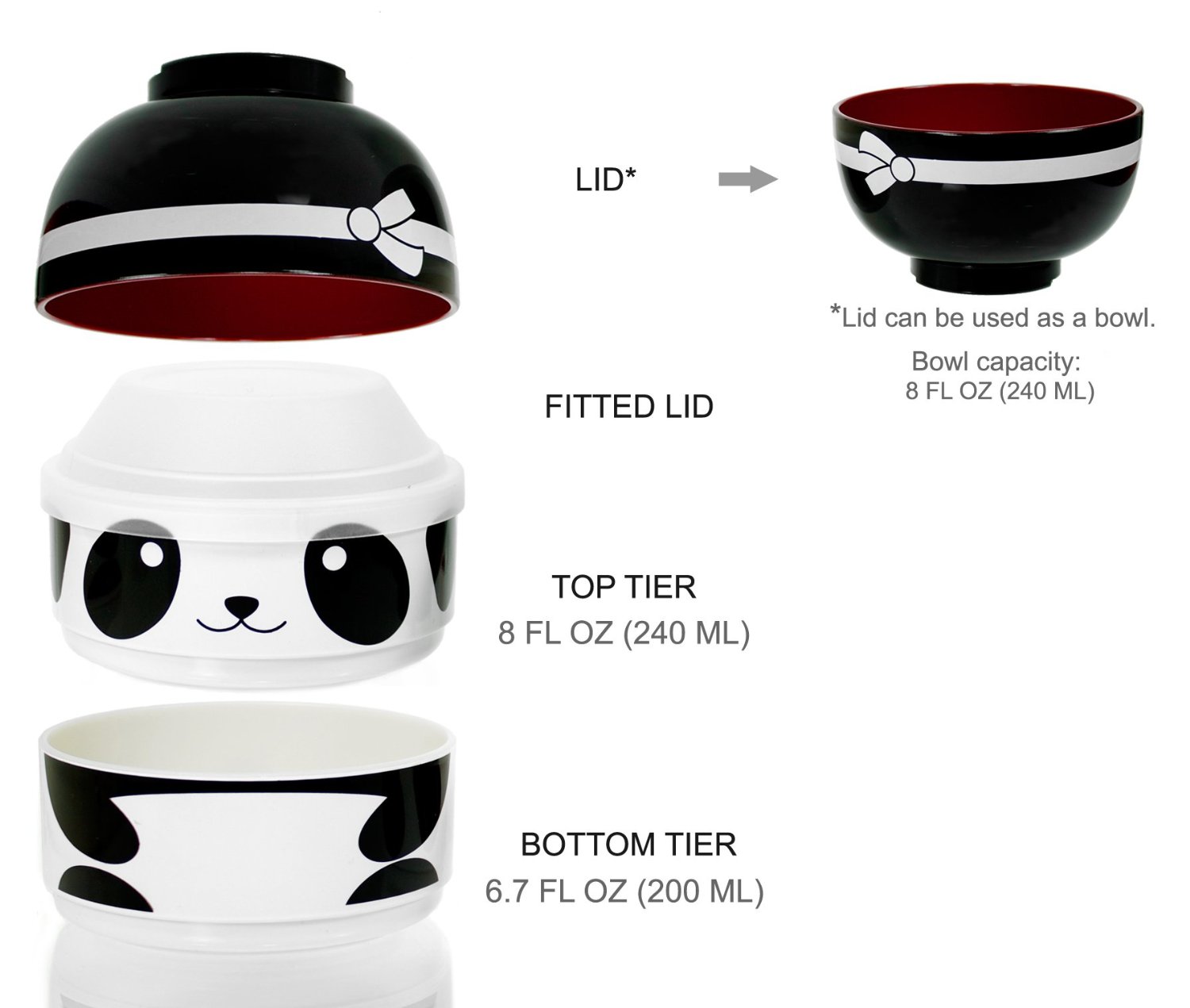 Japanese Bento Condiment Mayo Cup Set of 2 Panda for Bear and pand